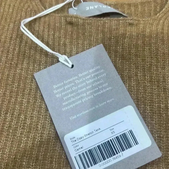 Everlane The Cozy Stretch Tank Camel XS NWT - Picture 3 of 3